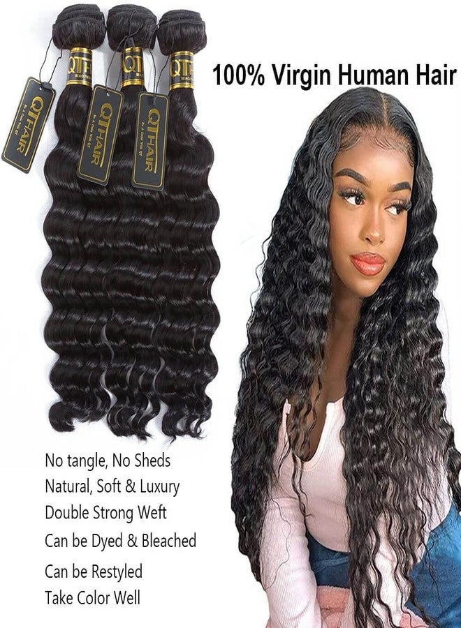 QTHAIR 18A Loose Deep Wave Bundles Human Hair 12 14 16 inch Loose Deep Curly Human Hair Bundles 100% Virgin Hair Bundles 300g Natural Color Double Weft for Black Women - Image 2